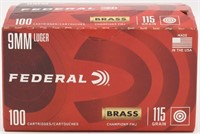 100 Rounds Of Federal 9mm Luger Ammunition
