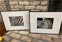 Set of 2 Framed Zebra Abstract Pictures, Signed