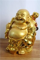 HEAVY GOLD PAINTED 10'' BUDDHA STATUE