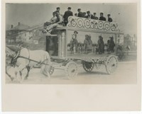 10in x 8in band riding on horse drawn wagon