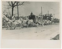 10in x 8in overview of 2 horse drawn wagons