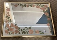 Large Gold Framed Mirror w/ Roses