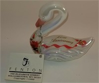 Fenton Glass Swan 4” 40th Anniversary Hand Painted