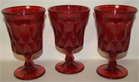 (3) Noritake Perspective Ruby Glass 6 3/8" Water