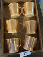 (6) Fire King Peach Luster Coffee Cups
