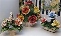 3pc Capodemonte & Style Floral Pieces