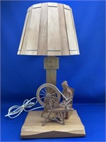 Wooden "Spinning Wheel" Table Lamp