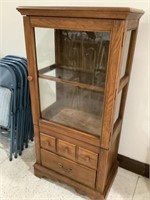 Glass door cabinet with 2 drawers