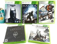 5 jeux XBOX 360 dont HALO 4, SKYRIM, BATMAN et +