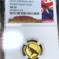 2016-P Aus. $15 Gold Coin NGC - MS70 EAGLE 1/10Oz