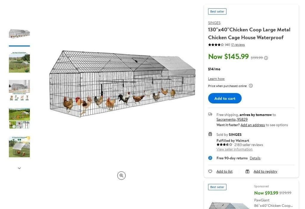 N7151  Chicken Coop Metal Cage (130''x40'')