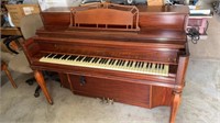 Kimball Consolette Piano wheels on legs brown