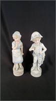 Vtg Porcelain Statues Boy and Girl