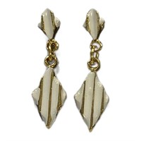 Stylish White And Gold-tone Dangle Earrings