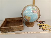 Remington arms wood crate, world globe & more