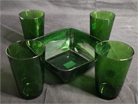 Vintage Vereco Green Tumbler/Drinking glasses (4)