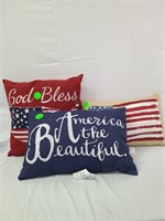 American flag themed throw pillows set of 3