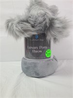 Luxury grey pom throw