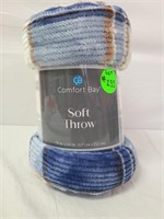 Blue white and brow soft throw