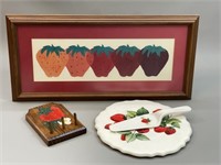 Strawberry Themed Cake Plate, Print & Hooks