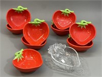 Strawberry Shaped Serving Dishes-Some Chips