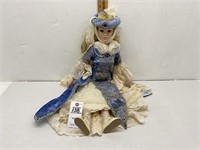 Porcelain Doll in Purple and Lace, 24 " Tall