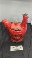 Rustic Figural Rooster Cock Ceramic 12" Red