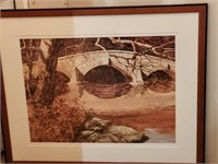 Stone Bridge And River Print Vintage Matted Frame