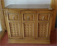 BLONDE OAK LIQUOR CABINET