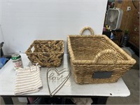 Decorative woven bins and decorations