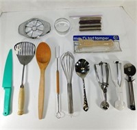 163 Large Kitchen Lot of 13- Whisk / Pizza Cutter/