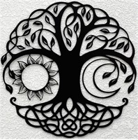 LZAOA BLACK METAL TREE OF LIFE WALL DECOR - 18IN