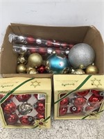 Box of Christmas ornaments - some vintage
