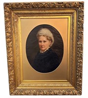 Antique Victorian Oil on Canvas Portrait of Woman