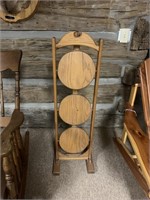Vintage 3 tier round wood folding table/pie stand/