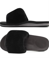 ($36) COFACE Womens Slides Fuzzy Slippers Open