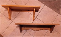 2 oak wall shelves, 24" wide