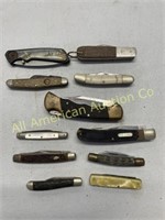 Eleven vintage knives, various brands, types, cond