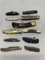 Eleven vintage knives, various brands, types, cond