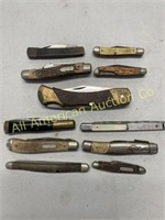 Eleven vintage knives, various brands, types, cond