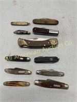 Eleven vintage knives, various brands, types, cond