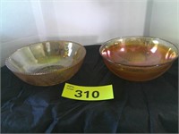 (2) Iredescent Carnival Glass Bowls