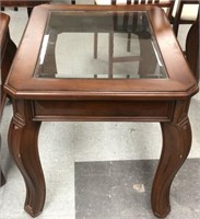Side Table with Beveled Glass Inset
