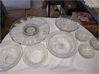 Vintage elegant Glass serving, bowls, lazy Susan,