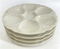 Set of 4 Hall Ironstone Oyster Half Shell Platters