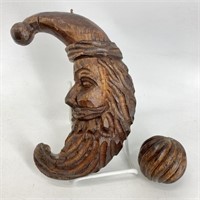 Carved Santa Moon & Ball Christmas Decor