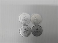 (4) 1 ozt  ASAHI silver rounds .999