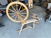 antique wood spinning wheel