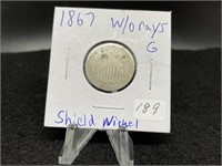 Shield Nickels: 1867 w/o Rays"