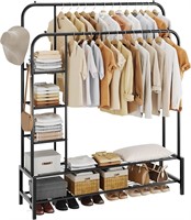 JOISCOPE Double Rods Portable Garment Rack for Han
